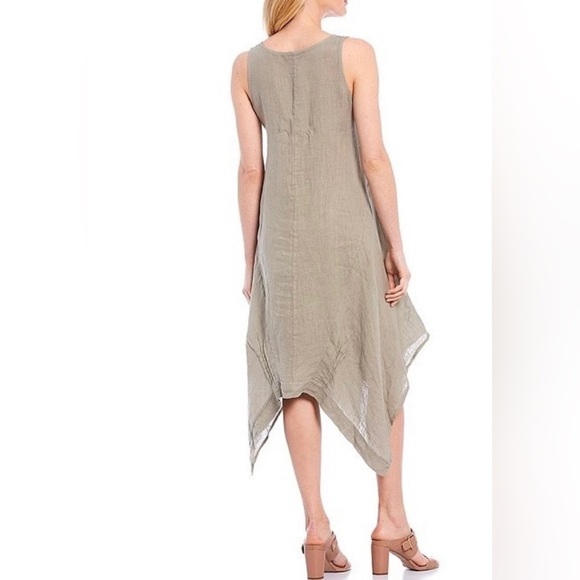 New with tags M Linen dress made in Italy asymmetrical flowy summer dress - Picture 2 of 12